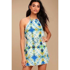 NWT Jack by BB Dakota Peggy White Print Halter Dress Large